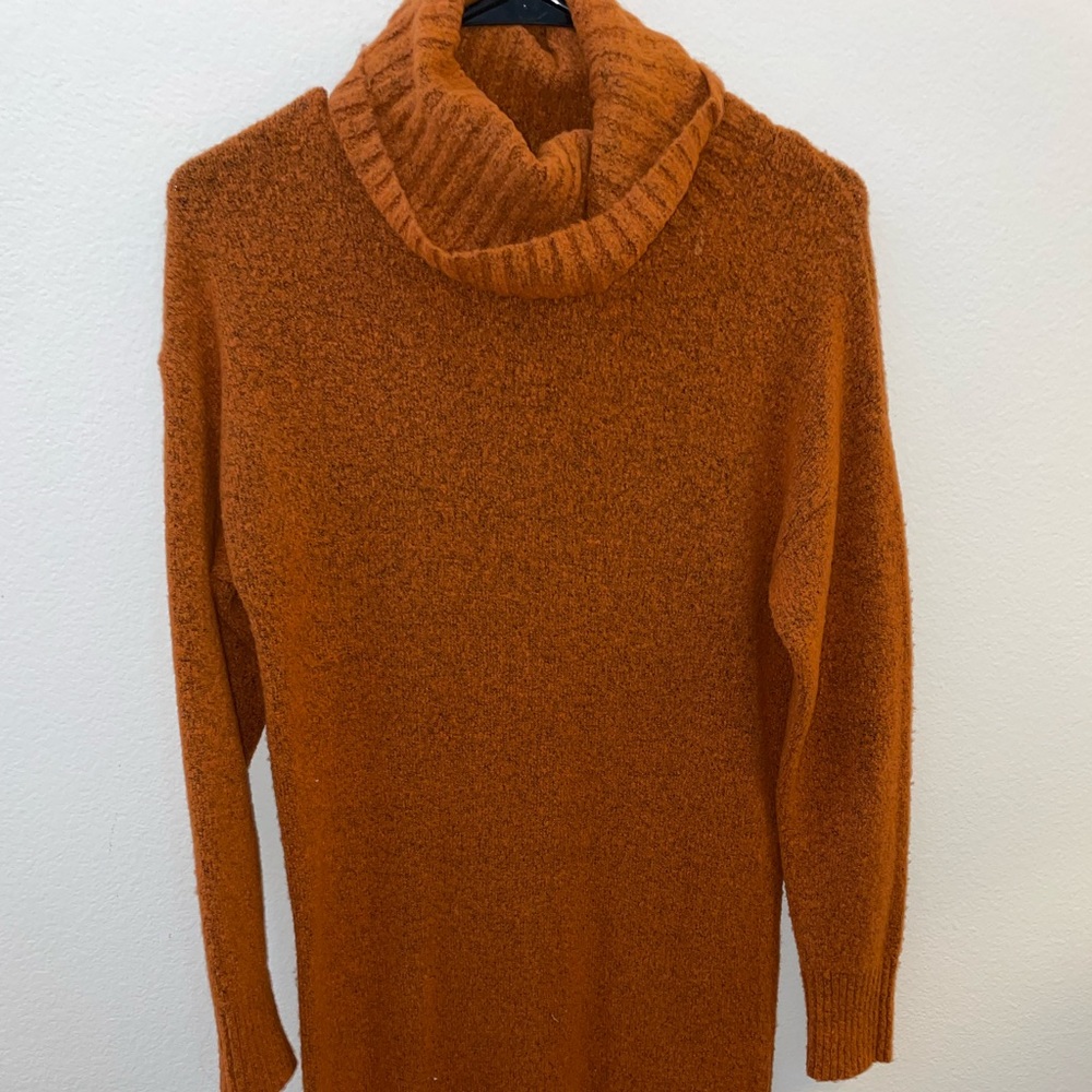 Sweater dress with cowl neck